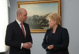 Fredrik Reinfeldt and Dalia Grybauskaitė. Vilnius, 15.03.2011.