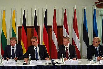 Audronius Azubalis, Guido Westerwelle, Edgars Rinkevics and Urmas Paet. Riga, 23.08.2012. Photo: urm.lt