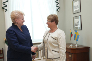 Dalia Grybauskaite and Maud Olofsson. Vilnius, 30.06.2011.